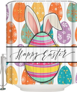 Easter Colorful Egg Floral Texture Shower Curtain for Bathroom Decor