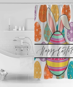 Easter Colorful Egg Floral Texture Shower Curtain for Bathroom Decor