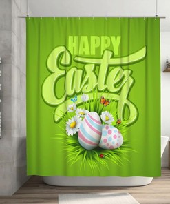Easter Egg Butterfly Shower Curtain: Green Chrysanthemum for Your Bath
