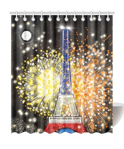 Eiffel Tower Paris Bastille Day Shower Curtain for Bathroom Decor