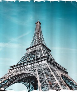Eiffel Tower and Cityscape Shower Curtain for Modern and Urban Bathroom Decor 