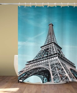 Eiffel Tower and Cityscape Shower Curtain for Modern and Urban Bathroom Decor