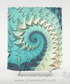 Elegant Teal and Cream Geometric Bath Curtain for Your Bathroom