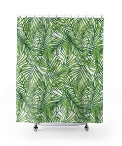 Elegant Tropical Leaves Plant Shower Curtain for Bathroom Decor 