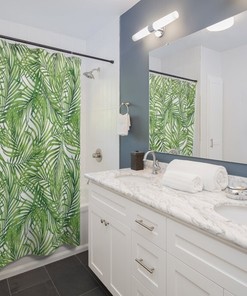 Elegant Tropical Leaves Plant Shower Curtain for Bathroom Decor