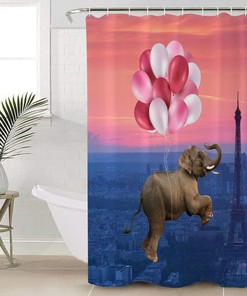 Elephant Shower Curtain for Bathroom Decor with Waterproof Liner