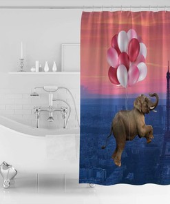 Elephant Shower Curtain for Bathroom Decor with Waterproof Liner