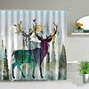 Elk Moose Deer 3D Animal Shower Curtain for Bathroom Decor