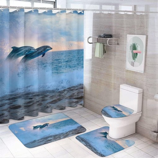 Enchanting Sea Dolphins Shower Curtain for Waterproof and Magical Bathroom Decor