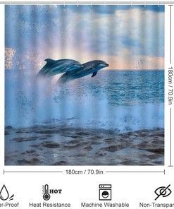 Enchanting Sea Dolphins Shower Curtain for Waterproof and Magical Bathroom Decor