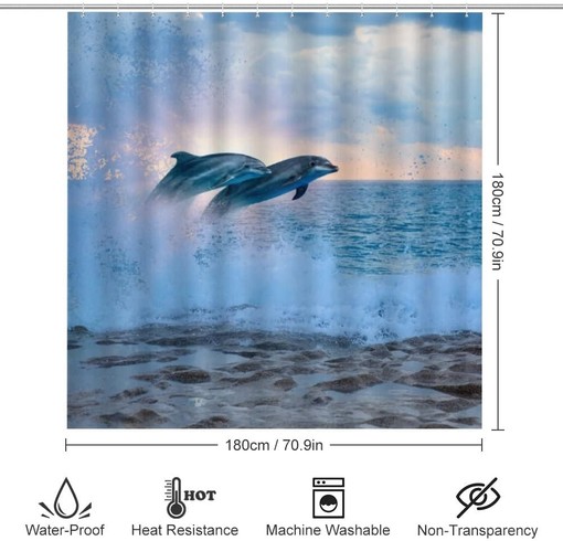 Enchanting Sea Dolphins Shower Curtain for Waterproof and Magical Bathroom Decor