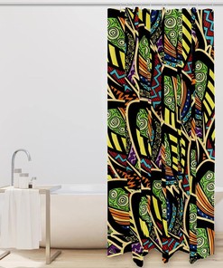 Ethnic Colored Peacock Feather Bathroom Shower Curtain for Home Decor