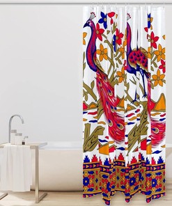 Ethnic Style Bird Peacock Fabric Shower Curtain for Bathroom Decor
