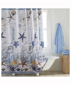 European Style Marine Starfish Shower Curtain - Aesthetic and Practical Addition to Any Bathroom