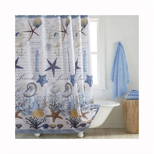 European Style Marine Starfish Shower Curtain - Aesthetic and Practical Addition to Any Bathroom
