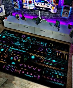 Eye-catching Abstract Game HUD Elements Area Rug for Living Room and Bedroom