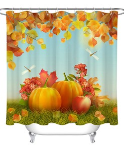 Fall Harvest Thanksgiving Shower Curtain with Leaf Design for Autumn-themed Bathroom Decor