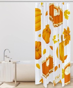 Fall Maple Leaf Pumpkin Dessert Fabric Shower Curtain for Bathroom Decor