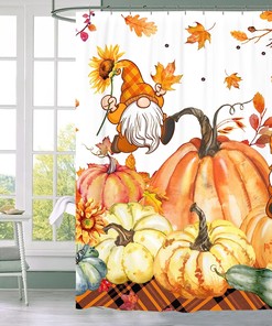 Fall Pumpkin Gnome Shower Curtain for Cozy Farmhouse Bathroom Decor