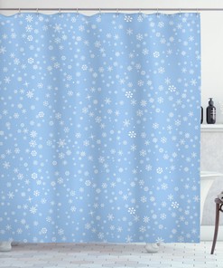 Falling Snowflakes Winter Shower Curtain for Bathroom Decor