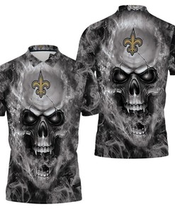 Fans Skull Polo Shirt - New Orleans Saints NFL For Saints Fan