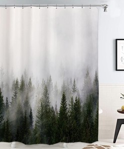 Fantasy Misty Forest Shower Curtain - Nature-inspired Bathroom Decor