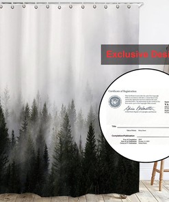 Fantasy Misty Forest Shower Curtain - Nature-inspired Bathroom Decor