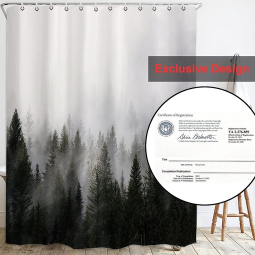 Fantasy Misty Forest Shower Curtain - Nature-inspired Bathroom Decor