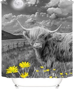 Farmhouse Cow Shower Curtain - Rustic Wildlife Bathroom Decor