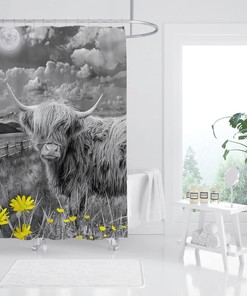 Farmhouse Cow Shower Curtain - Rustic Wildlife Bathroom Decor
