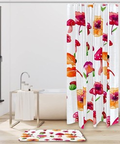 Fascinating Watercolor Mushrooms Flower Shower Curtain for Your Bathroom