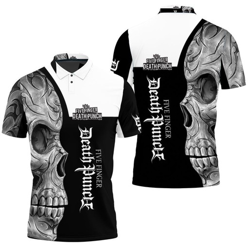 Five Finger Death Skull Heavy Rock 3D Polo Shirt - Music Fan Style