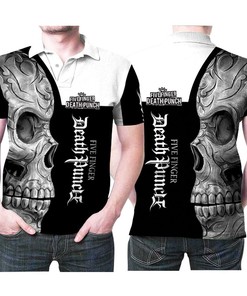 Five Finger Death Skull Heavy Rock Polo Shirt - Band Fan Fashion