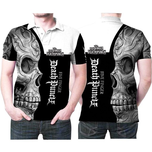 Five Finger Death Skull Heavy Rock Polo Shirt - Band Fan Fashion