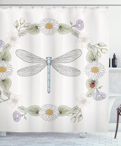 Flamingo Birds Polka Dots Printed Retro Shower Curtain - A Fun and Cute Look for Your Bathroom