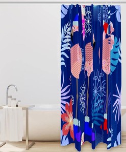Flamingo Fruit Flower Snowflake Shower Curtain for Bathroom Decor