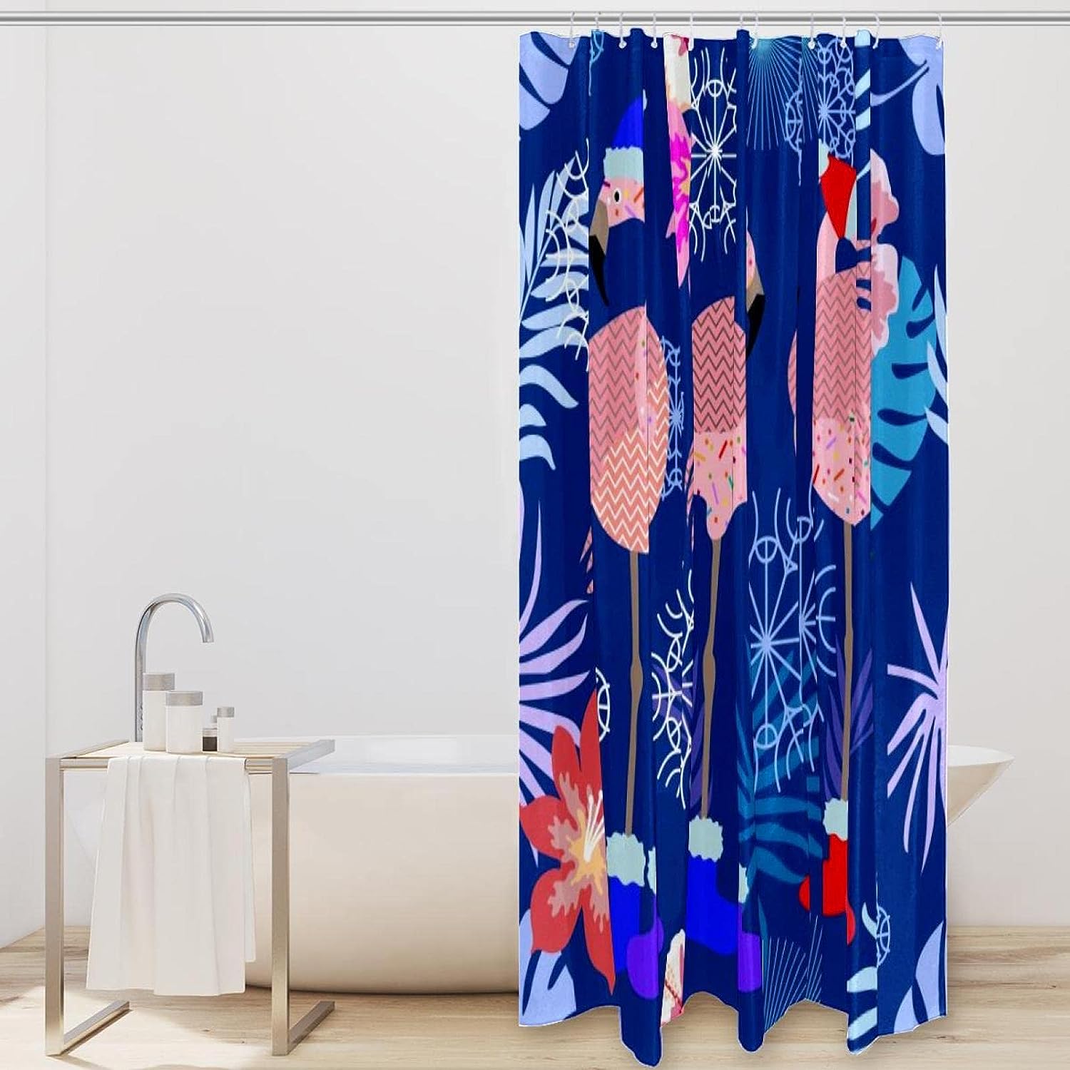 Flamingo Fruit Flower Snowflake Shower Curtain for Bathroom Decor