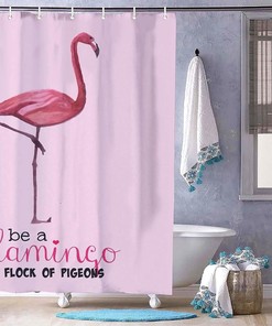 Flamingo Watercolor Painting Shower Curtain for Bathroom Decor, Home Decor Style