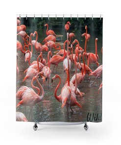 Flamingos Shower Curtain with Wild Animal Print - Perfect for Tropical Theme Bathroom