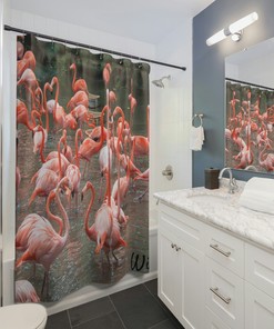Flamingos Shower Curtain with Wild Animal Print - Perfect for Tropical Theme Bathroom