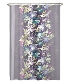 Floral Shower Curtain - Lavender and Blue Garden Bathroom Decor with Waterproof Fabric  