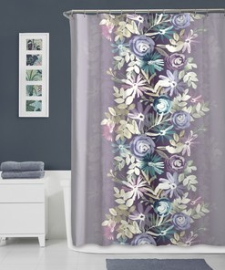 Floral Shower Curtain - Lavender and Blue Garden Bathroom Decor with Waterproof Fabric
