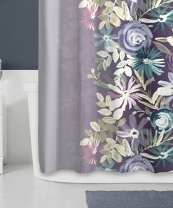 Floral Shower Curtain - Lavender and Blue Garden Bathroom Decor with Waterproof Fabric  