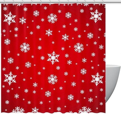 Floral Shower Curtain with Snowflake for Home Decor