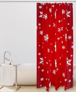 Floral Shower Curtain with Snowflake for Home Decor