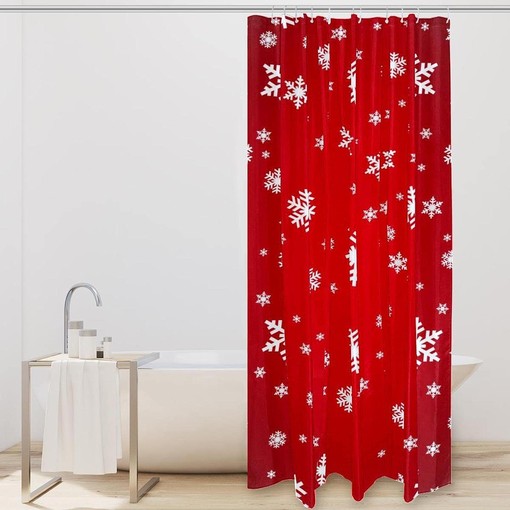 Floral Shower Curtain with Snowflake for Home Decor