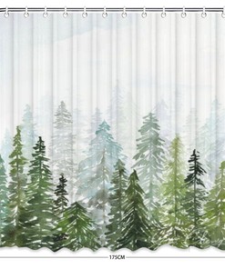 Forest Water Color Shower Curtain - Beautiful Nature Themed Fabric for Shower Stall & Bathtubs