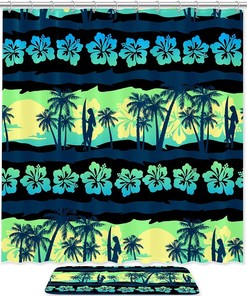Frangipani Flower Sunrise Shower Curtain - Hawaii Tropical Bathroom Design