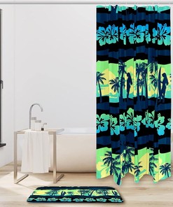 Frangipani Flower Sunrise Shower Curtain - Hawaii Tropical Bathroom Design
