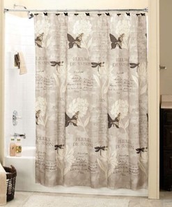 French Butterfly Dragonfly Jardin Garden Bath Shower Curtain - Elegant and Chic